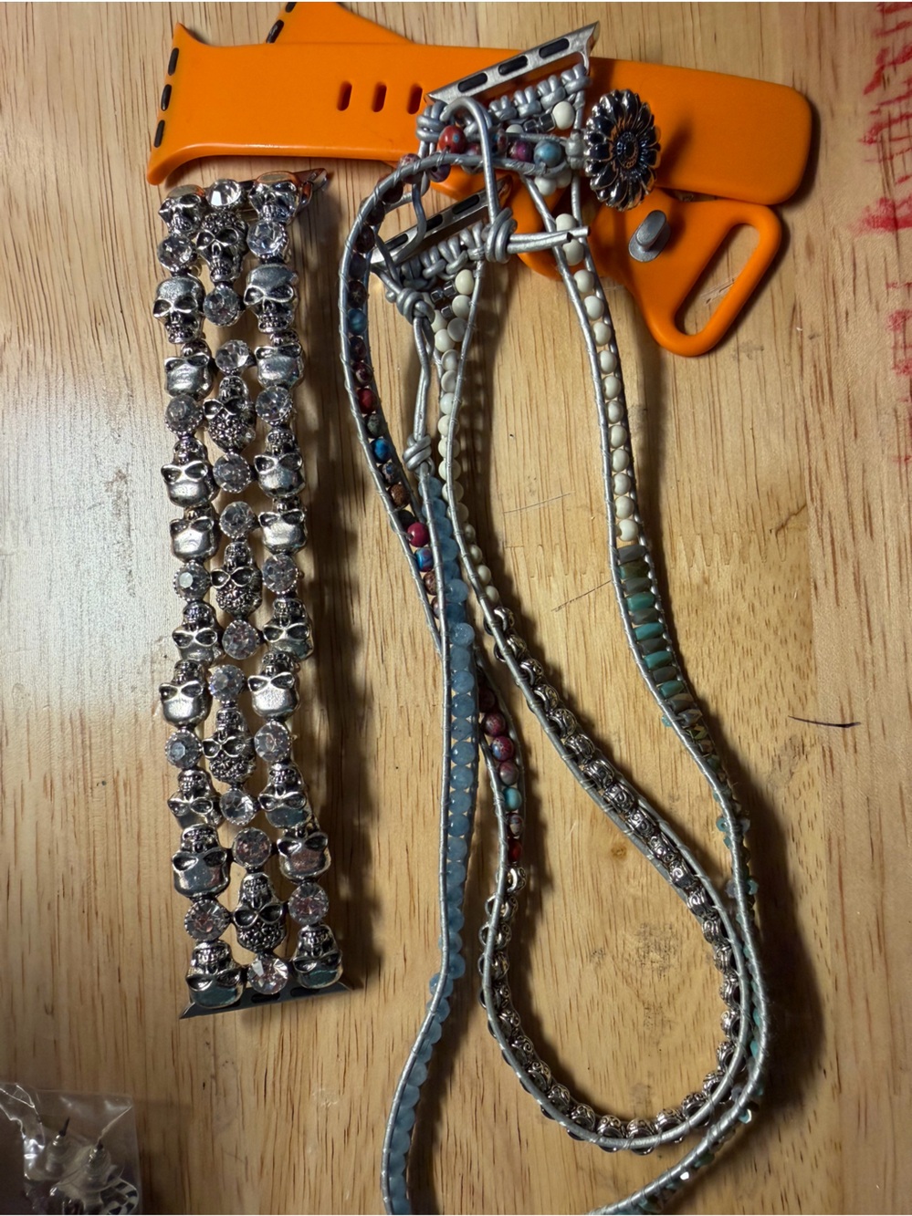 Apple Watch bands Beaded Carpe Diem Skulls Orange silicone